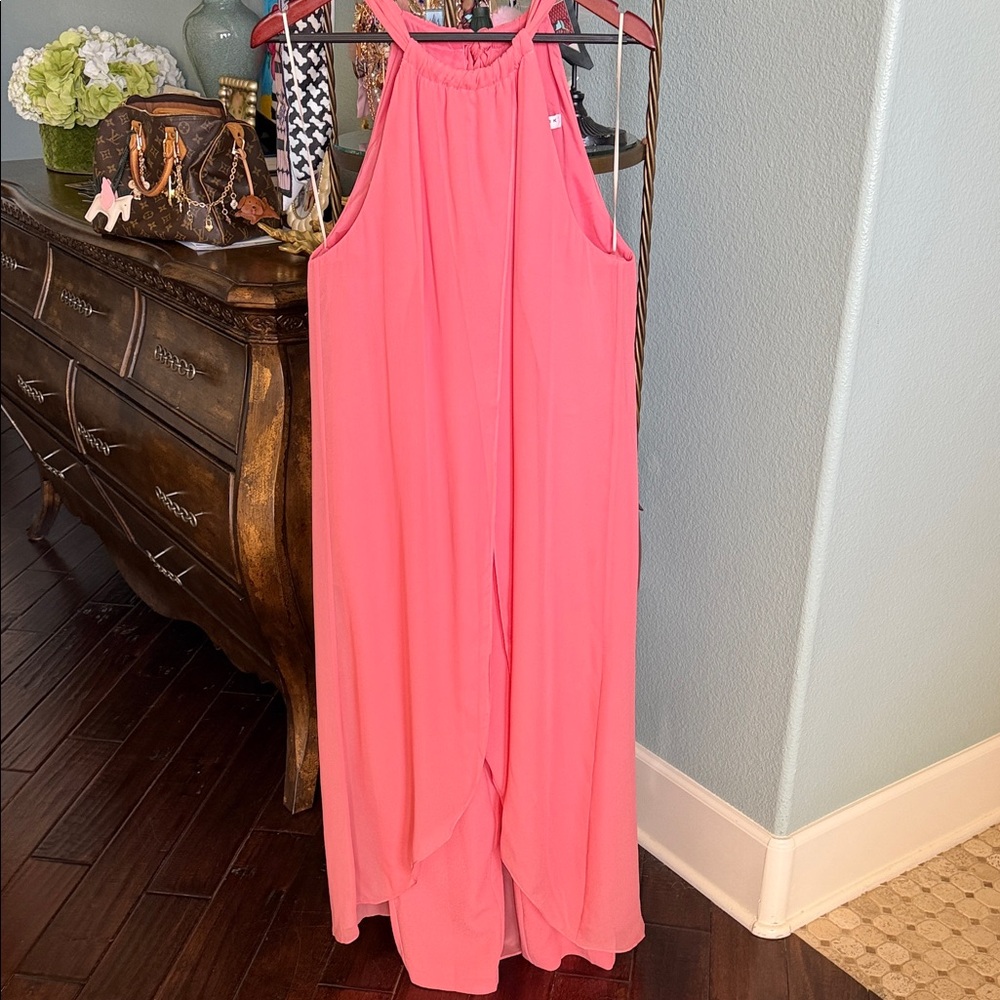 Trina Turk Coral Halter Flowy Jumpsuit Cropped